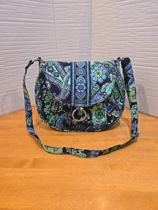 Vera Bradley Saddle Up Blue Rhapsody Shoulder Purse Handbag Pockets Classic - Picture 1 of 19