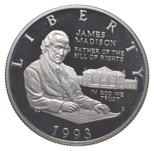 1993-S Proof James Madison Bill Of Rights Commemorative Silver Half Dollar Gem - Picture 1 of 3