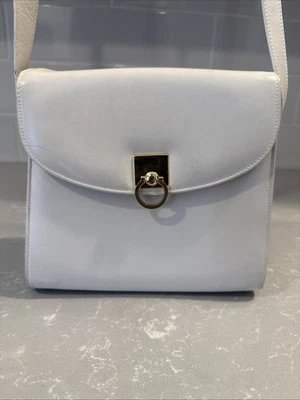 Vintage Brooks Brothers White Leather Crossbody Flap Bag – Made in Canada - Image 1 of 4