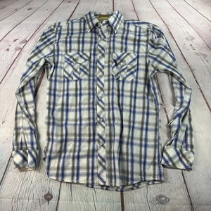 Sovereign Code Calvin Pearl Plaid Western Shirt Long Sleeve Blue Plaid Size L - Picture 1 of 10