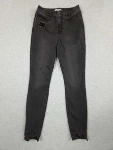 Good American Jeans Damen Größe 6/28 Good Waist Skinny Schwarz Distressed Denim - Bild 1 von 11