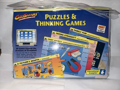 Vintage Geosafari Electronic Learning Puzzles & Thinking Games Cards EI-8714 - Image 1 of 2