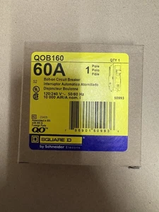 Square D QOB160 60A 120/240V 10KAIC einpoliger Schutzschalter - Bild 1 von 1