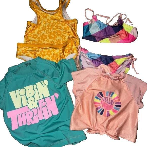 Лот девочек размер 4-5 плавать топы купальные костюмы 6 предметов 4T 5T купальный костюм купальные костюмы - Изображение 1 из 4