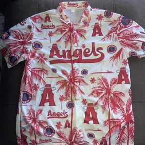 Los Angeles Angels Shirt Mens XL MLB Baseball Hawaiian Button Up Jersey - Picture 1 of 4
