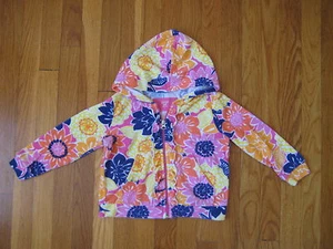 Garnet Hill girls flower power terry HOODED SHIRT S pink hoodie swim cover up - Picture 1 of 2