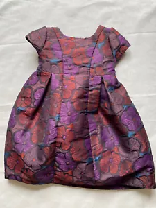 Girls Pippa and Julie Dress Size 3 4 Purple Red Jacquard Floral Party Dress - Picture 1 of 8