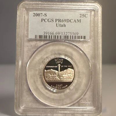 2007-S 25c PR69 DCAM Utah State Quarter PCGS Graded Certified - Image 1 of 2