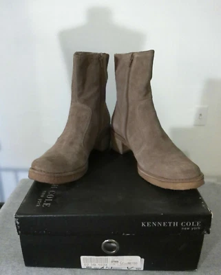 NIB Kenneth Cole New York Lost Weekend Light Brown Tan Suede Zip Ankle Boots 10M - Image 1 of 4