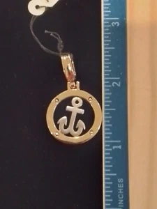 18Kt Gold Plated Two Tone Nautical Charm With Anchor In Center - Picture 1 of 1