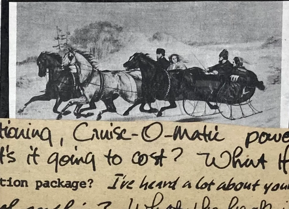 ACEO Original/Signo ÚNICO Página de libro/revista vintage página de texto "Cruise-O-Matic" Foto 1 de 1