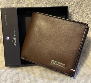 Ben Sherman Brown Leather Mens Classic Bi Fold Wallets - Picture 1 of 6