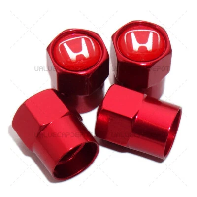 4pcs Hex Fit Honda Car Wheels Tire Air Valve Caps Stem Dust Cover Decor Red - Image 1 of 4