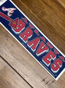 Vintage Atlanta Braves Bumper Sticker Official MLB Baseball 1990’s USA 11” JD - Picture 1 of 7