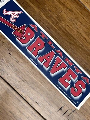 Vintage Atlanta Braves Bumper Sticker Official MLB Baseball 1990’s USA 11” JD - Image 1 of 4