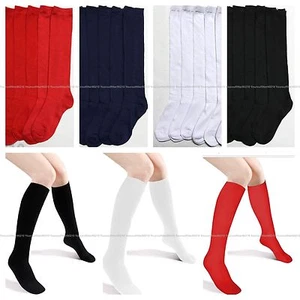 Lote de 3, 6 y 12 pares de calcetines escolares uniformes altos para mujeres niñas blancos negros 9-11 6-8 - Imagen 1 de 7