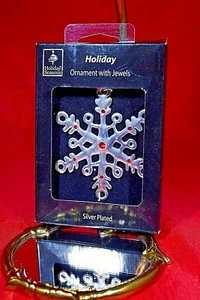 Silver Chrome Snowflake with Red Crystal Jewels Christmas Holiday Ornament NIB - Picture 1 of 5