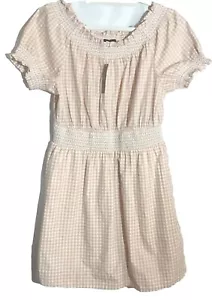 J Crew Woman Dress Sz S Picnic Check Smocking Ruched Lined Cottagecore NEW Tag - Picture 1 of 13