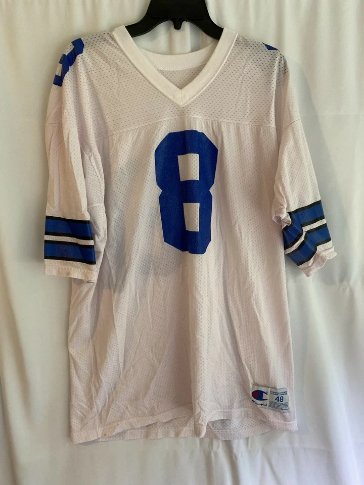 Camiseta deportiva vintage de los Dallas Cowboys #8 Troy Aikman Champion para hombre talla 48 hecha en EE. UU. Foto 1 de 4