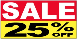 20x48 Inch SALE 25% OFF Vinyl Banner Clearance Promotion Sign - ryb - Picture 1 of 1