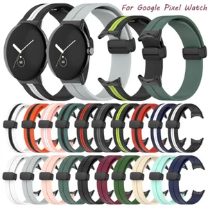 Pulsera con correa de hebilla plegable magnética de silicona para reloj Google Pixel - Imagen 1 de 32