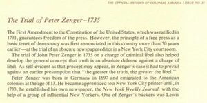 Informationskarte GESCHICHTE des KOLONIALEN AMERIKAS 35. Prozess gegen Peter Zenger - 1735 - Bild 1 von 3