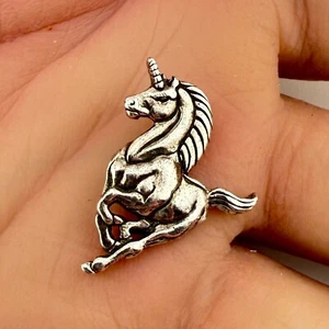 Vintage 925 Sterling Silver Unicorn Horse Hidden Bail Pendant 1" (2.2g) - Picture 1 of 4