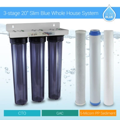 Max Water 3 Stage 20" Whole House Clear Water Filter System, Sediment Carbon CTO - Image 1 of 4
