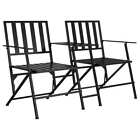 2-seater Folding Garden Bench Outdoor Patio Park Seat Lounge Chair Steel Black