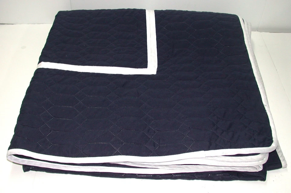 3 Pcs Chic Design Quilt Set ~ Full 90" x 92" ~ Navy Blue & White - Image 1 of 3