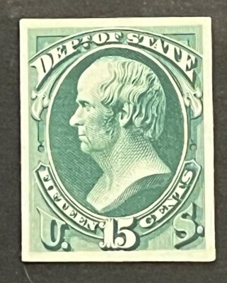 Travelstamps: US Stamps Scott #O64p4 - 16¢ Dept. of the State Proof on Card MH - Image 1 of 4