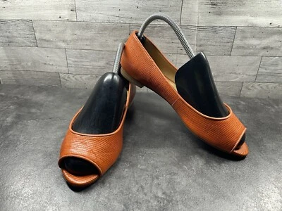 Zapatos planos Talbots para mujer 7,5 M de cuero naranja sin cordones punta abierta cómodos tacón de gatito Foto 1 de 4