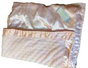 M3 WOW! CRIB CLOUDS Colorado Pink Plush Minky Dot Velour Satin baby Crib Blanket - Picture 1 of 4