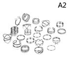22pcs Set Vintage Hollow Heart Butterfly Rings Set For Women Metal Silver Colo P