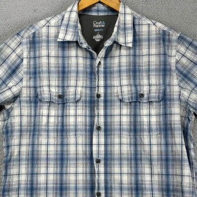 Croft Barrow Quick Dry Button Up Shirt Mens Large Blue Plaid Pocket Short Sleeve - Image 1 of 4