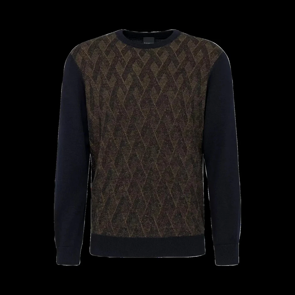 Maglione maglia pullover rombi BUGATTI uomo 7400 65530B 70 blu marrone - Immagine 1 di 4