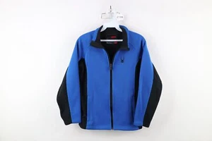 Spyder Boys Large Spell Out Color Block Ribbed Full Zip Sweater Jacket Blue - Picture 1 of 16