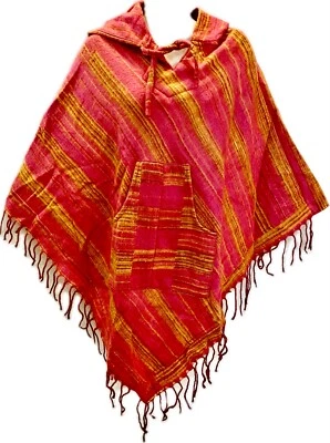 Hippie Bohemian HIMALAYAN BRUSHED Festival Cape Poncho Hoodie 4727 B - Image 1 of 4