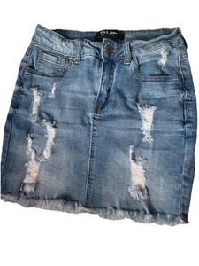 Minifalda vaquera WAX para mujer talla PEQUEÑA denim azul envejecido lavado claro - Imagen 1 de 9