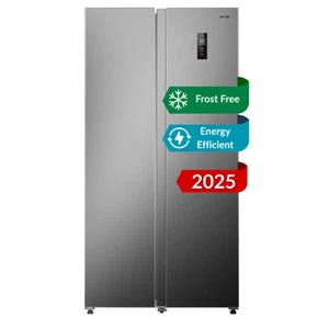 HYE 500 Litre Frost Free American Fridge Freezer 91cm - Silver RF01AM520S03 - Picture 1 of 11