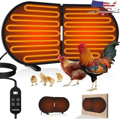 Chicken Coop Heater Dual Panel Auto Shutoff Adjustable Temp Timer Poultry Care - Image 1 of 4