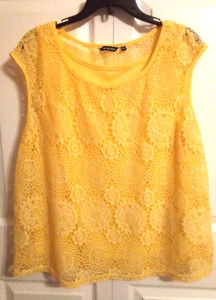 Unique Spectrum Yellow Lace Top, lined, Size XL - Picture 1 of 4