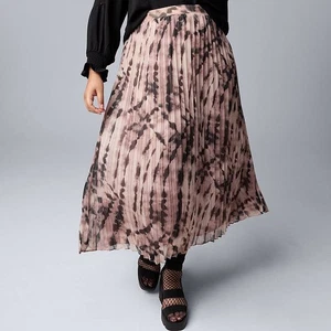 Gonna plissettata taglie forti Simply Vera Wang taglia XXL marrone scuro tinta oceano - Foto 1 di 8
