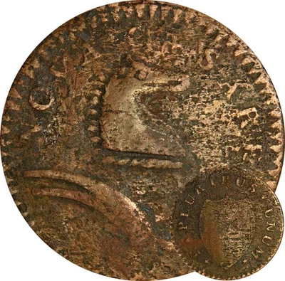 1786 M.24-P  New Jersey Copper Colonial Coin - Corrosion with Slight Bend - Image 1 of 4