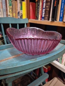 Blenko Glass Flower Petal Bowl Rose Pink 1960’s - Picture 1 of 11