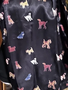 Robert Louis 75% Silk Pajama Lounging Pants Black/Multi Color Dogs Size XL Wash - Picture 1 of 7