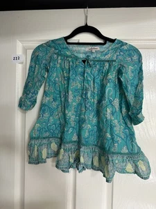 Arnhem Girls 3 Year Old Dress Top Blue Boho Paisley Floral Bird - Picture 1 of 4