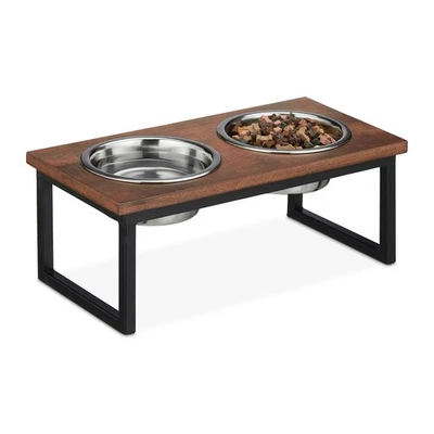 Raised pet bowls 1000ml capacity Mango wood Raised dog feeder 1000ml - Image 1 of 4