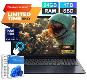 2025 Lenovo IdeaPad Touchscreen Laptop 15.6” 13th Intel i5 24GB RAM 1TB SSD Pro - Picture 1 of 14