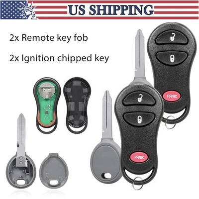 2 Replacement For 1999-2004 Jeep Grand Cherokee Key 3Button+ Remote Fob GQ43VT9T - Image 1 of 4
